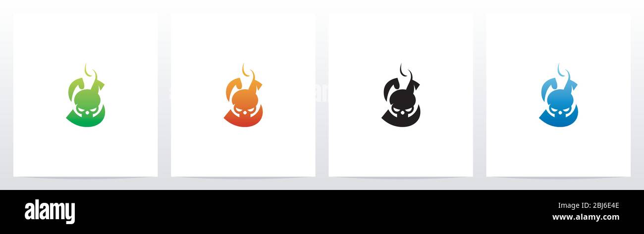 Cranio fiammeggiante su Letter Logo Design S. Illustrazione Vettoriale