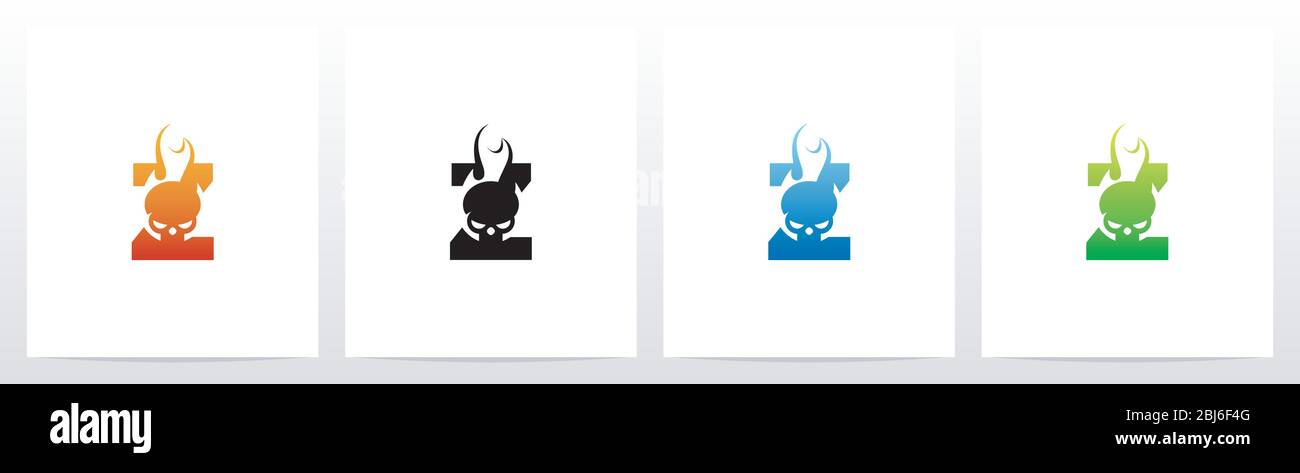 Cranio fiammeggiante sul logo Letter Design Z Illustrazione Vettoriale