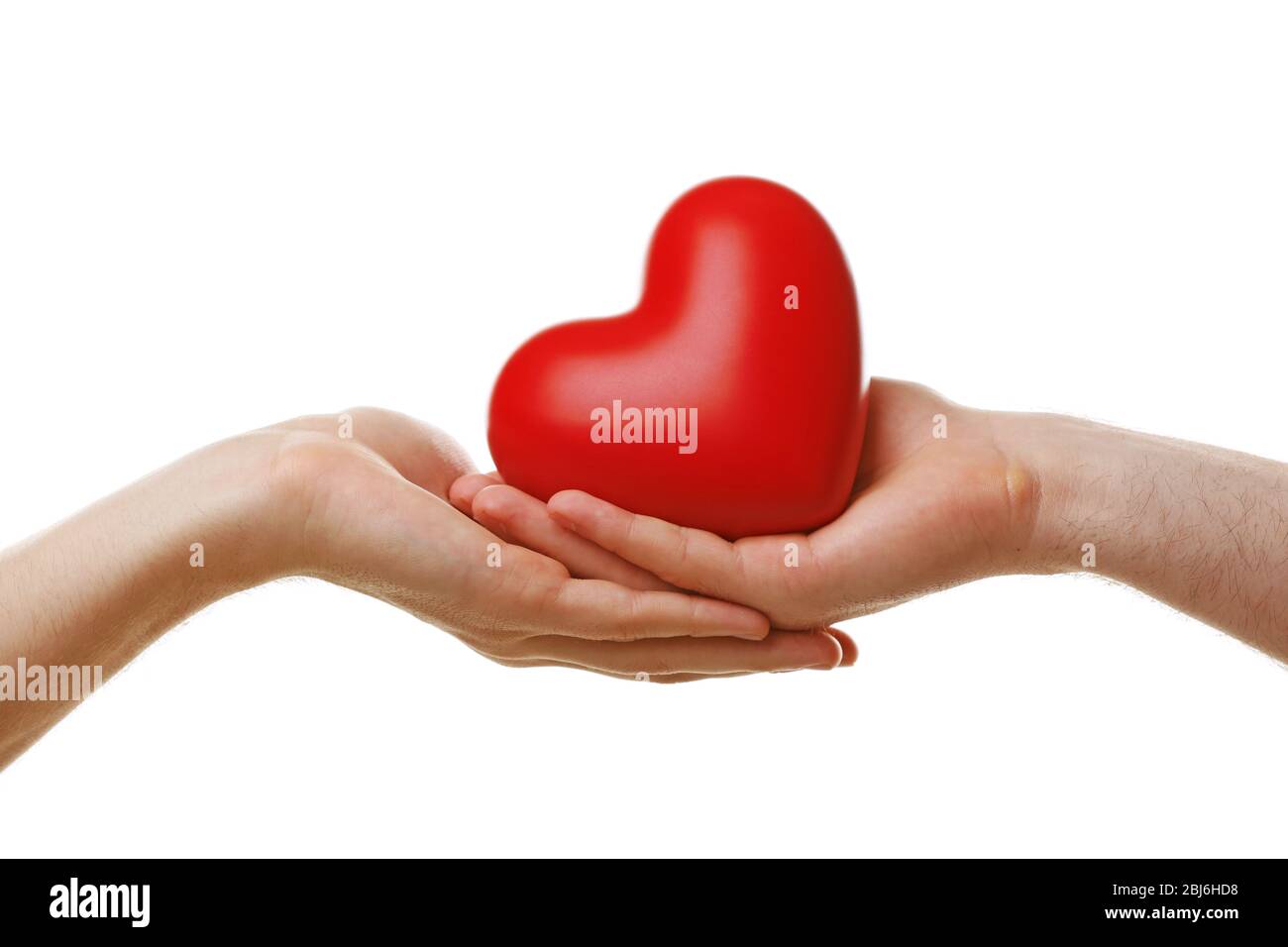 Due omosessuali che tengono il cuore isolato su bianco Foto Stock