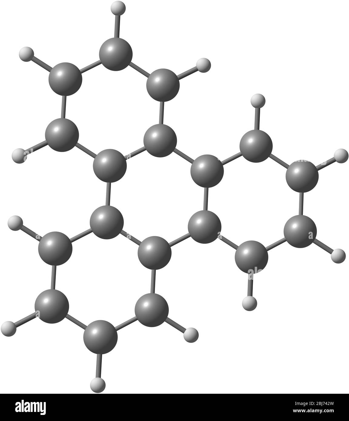 Composto organico il trifenilene è un idrocarburo aromatico policiclico piatto (PAH) costituito da quattro anelli benzenici fusi. Il trifenilene può essere isolato per Fro Foto Stock