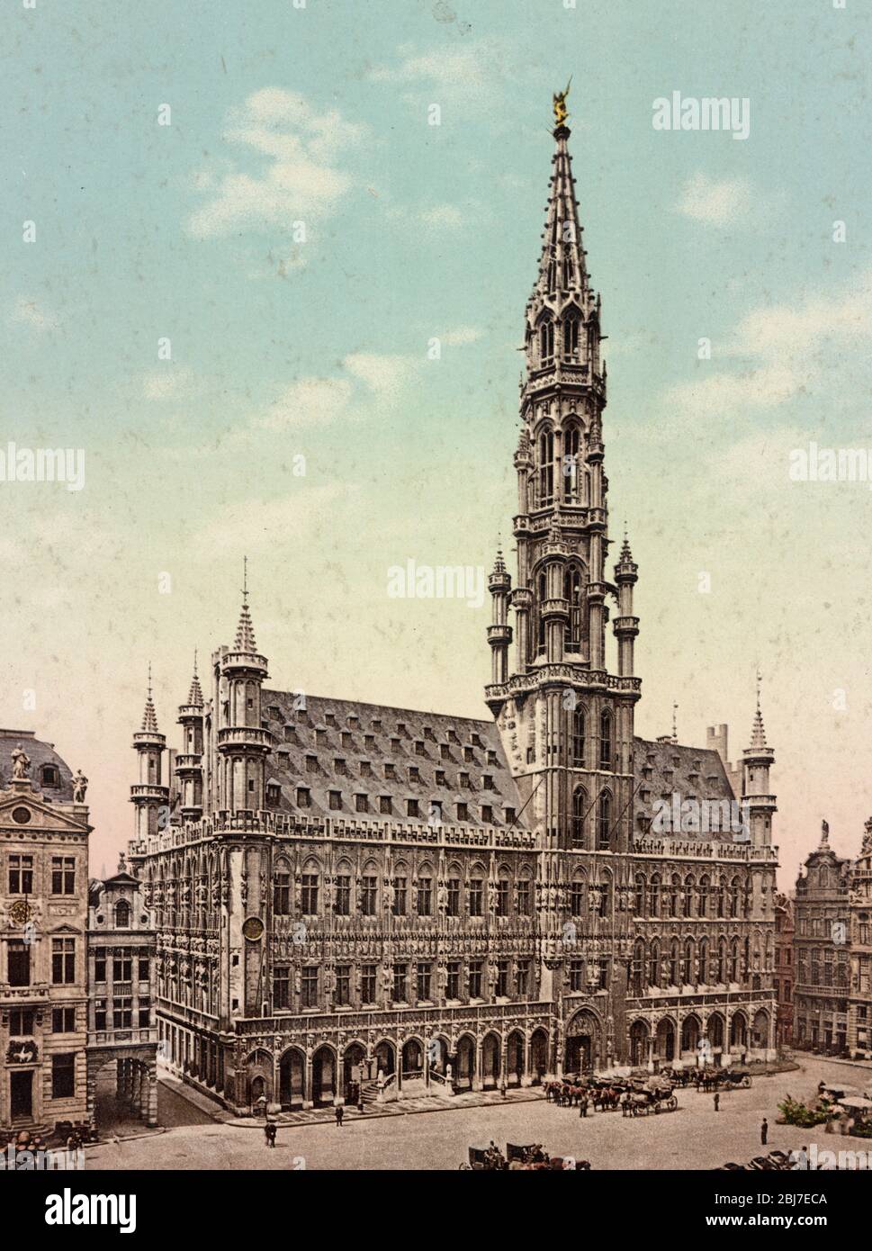Bruxelles. L'Hôtel de Ville, circa 1900 Foto Stock