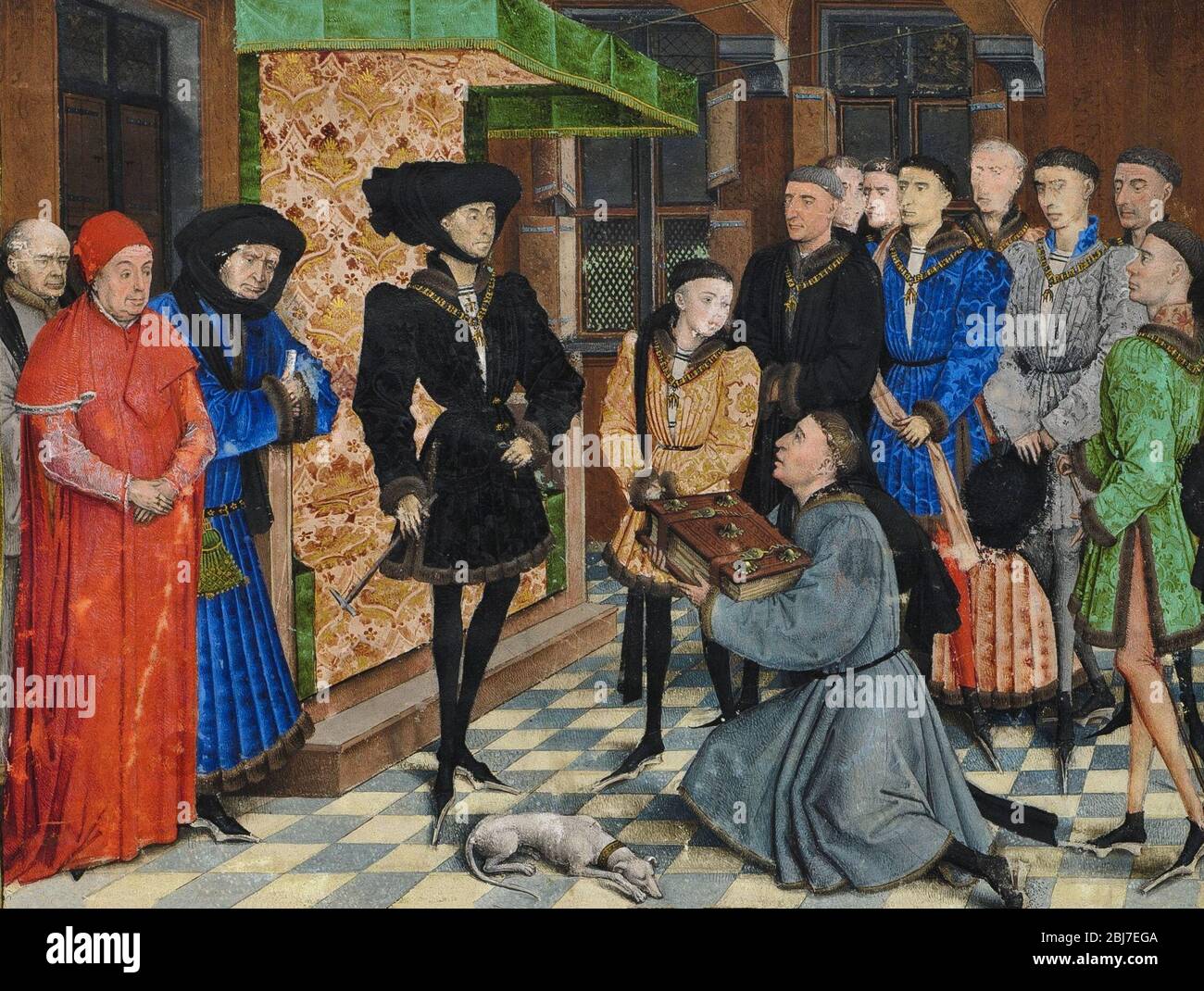 Jean Wauquelin presenta il suo 'Chroniques de Hainaut' a Philip the Good - Rogier van der Weyden, 1447 Foto Stock