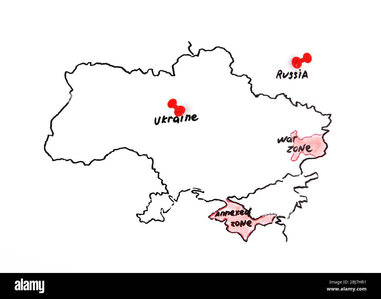 Mappa di Ucraina e Russia - concetto di controversia territoriale Foto Stock