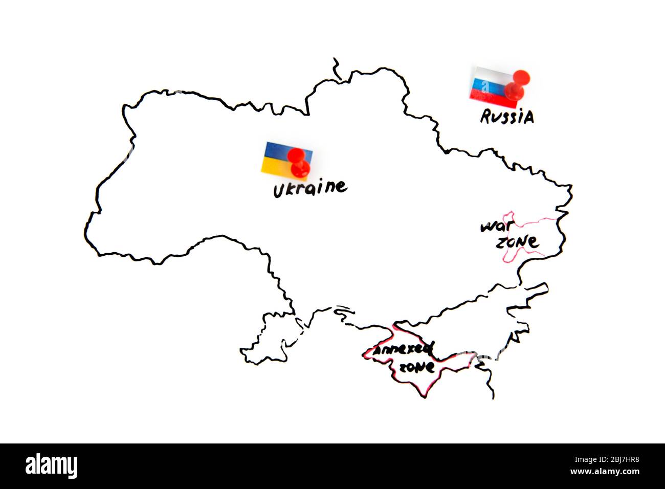 Mappa di Ucraina e Russia - concetto di controversia territoriale Foto Stock