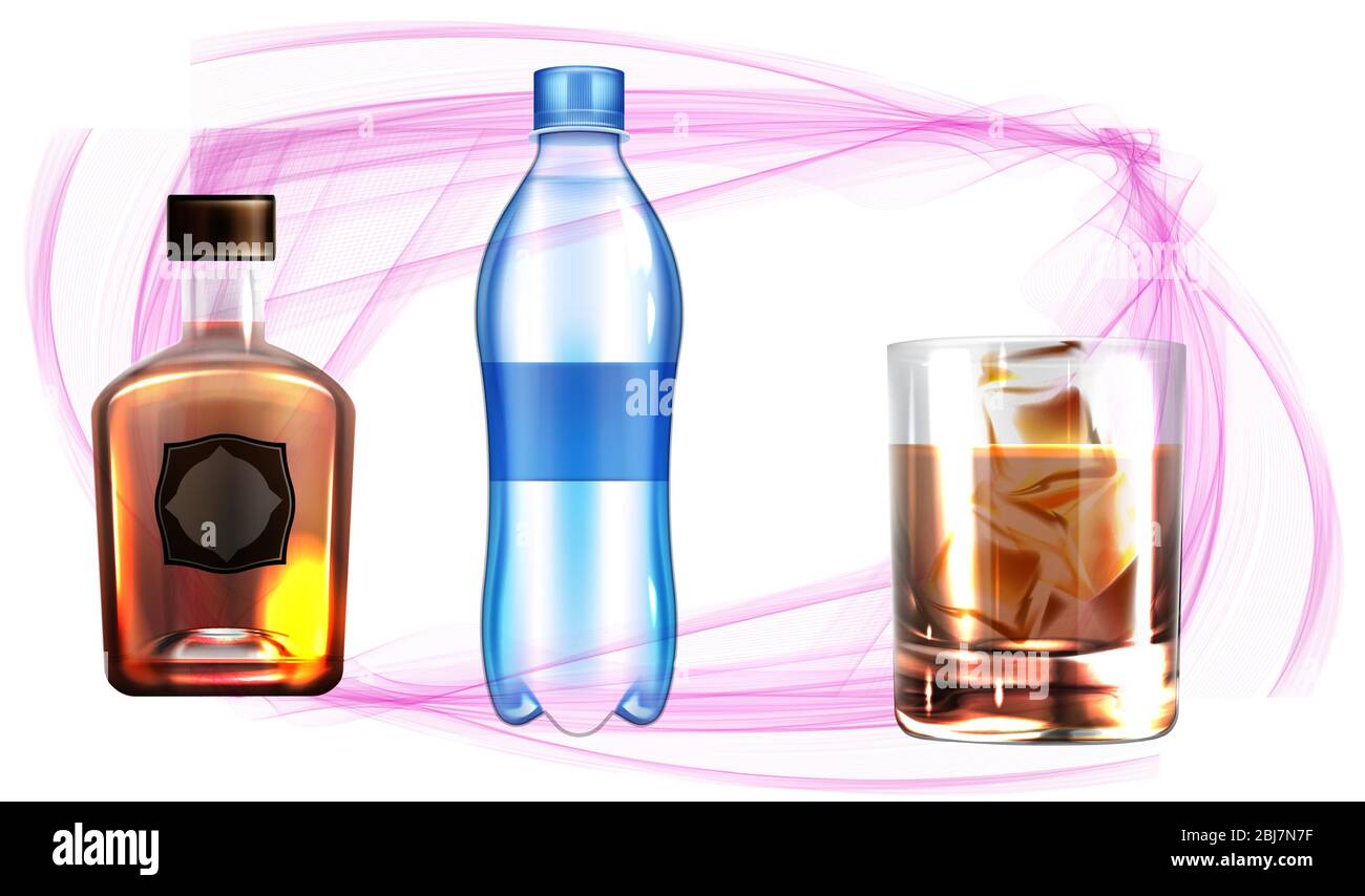 simulate l'illustrazione della bevanda di festa impostata su sfondo astratto Illustrazione Vettoriale