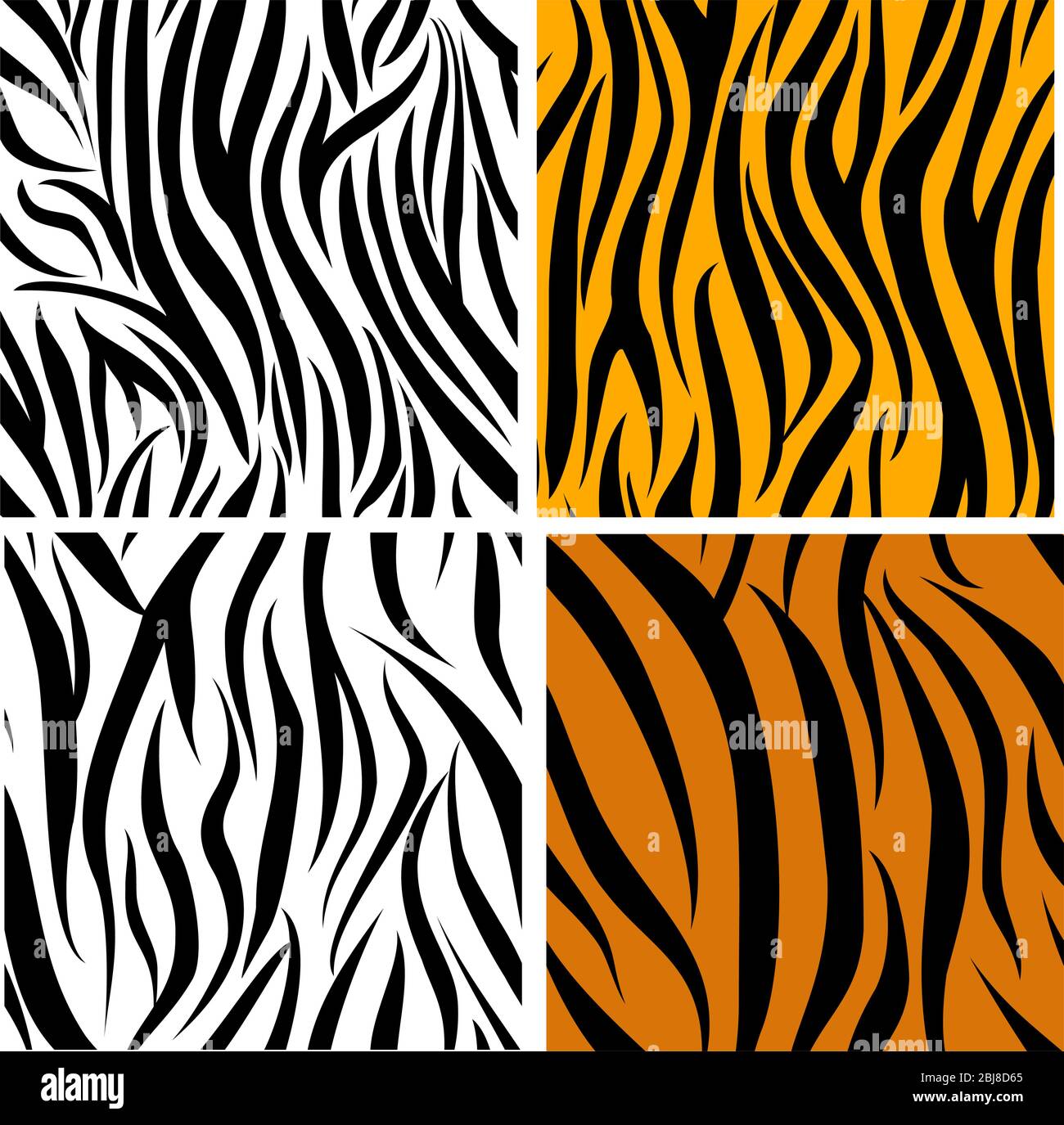 set di 4 righe con motivo senza cuciture in zebra Illustrazione Vettoriale