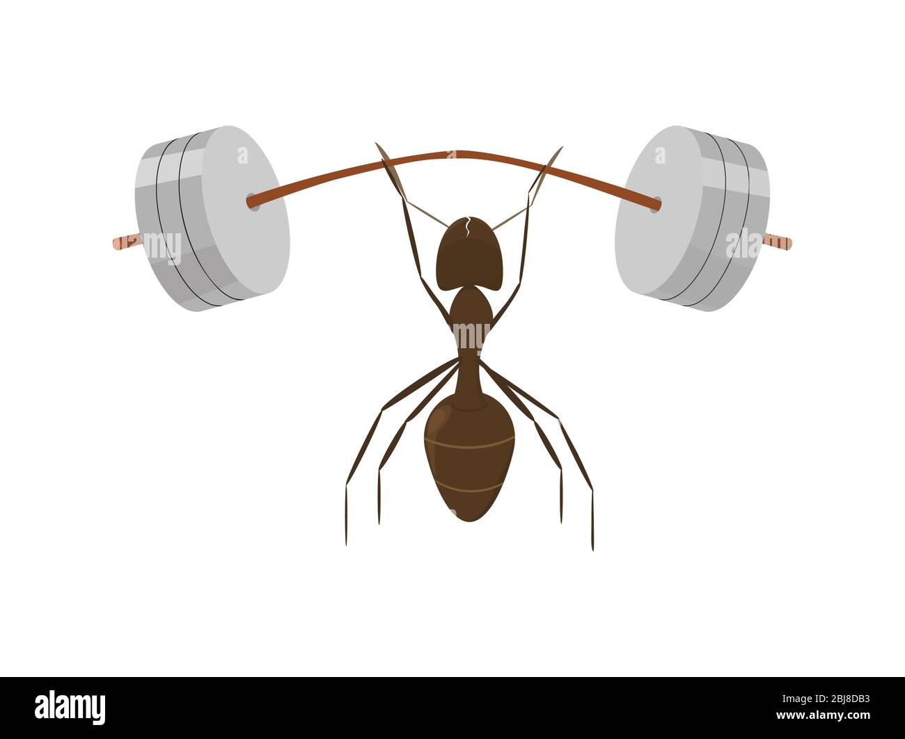 formica forte dei cartoni animati solleva il campanello molto pesante Illustrazione Vettoriale