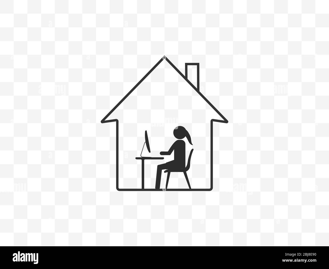 Icona lavoro a casa. Illustrazione vettoriale, design piatto. Illustrazione Vettoriale
