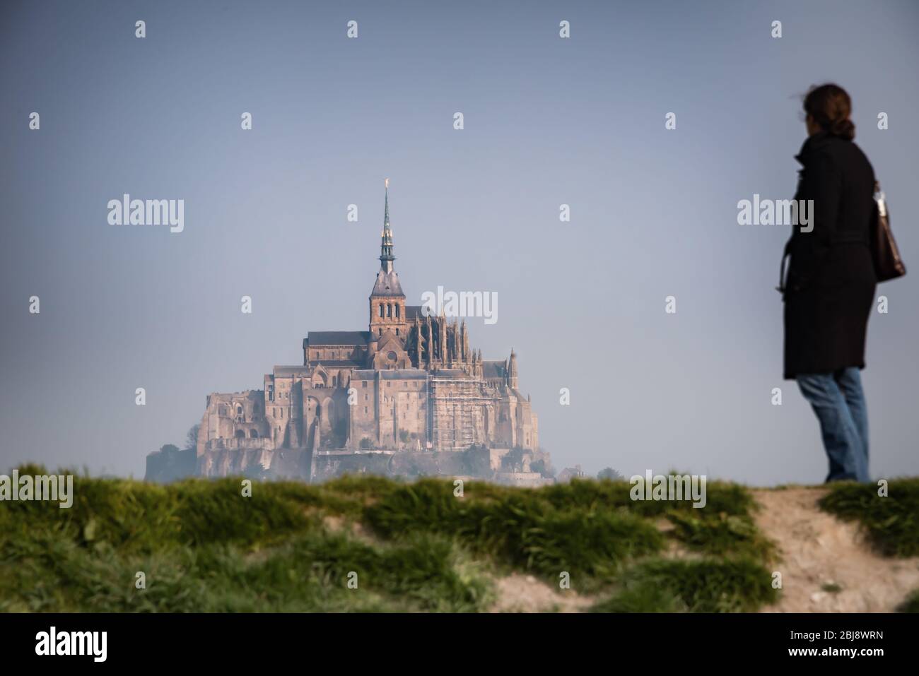 Mont St Michel, Francia - 2013 marzo: La famosa città dell'isola Foto Stock