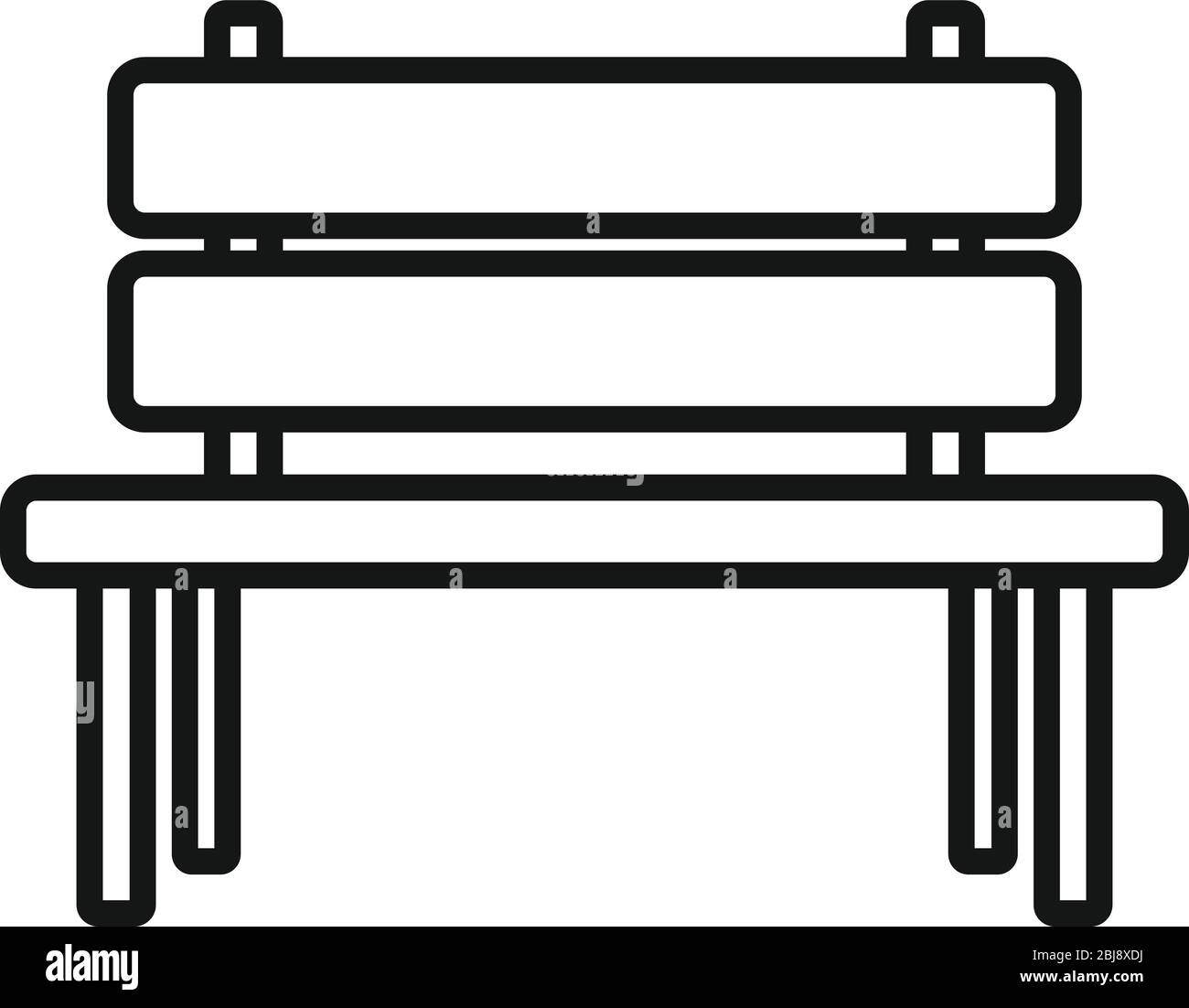 Icona del banco del giardino in legno. Contorno legno giardino panca icona vettoriale per web design isolato su sfondo bianco Illustrazione Vettoriale