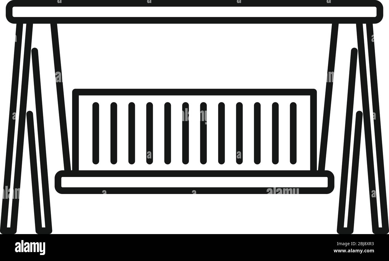 Icona di banco di legno di oscillazione. Contorno swing legno Bench icona vettoriale per web design isolato su sfondo bianco Illustrazione Vettoriale