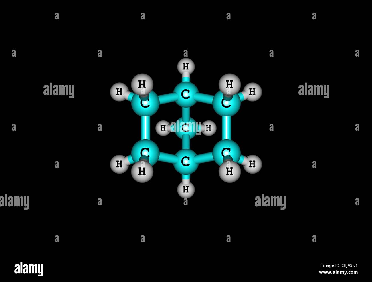 Molecola biciclica con due anelli fusi Foto Stock