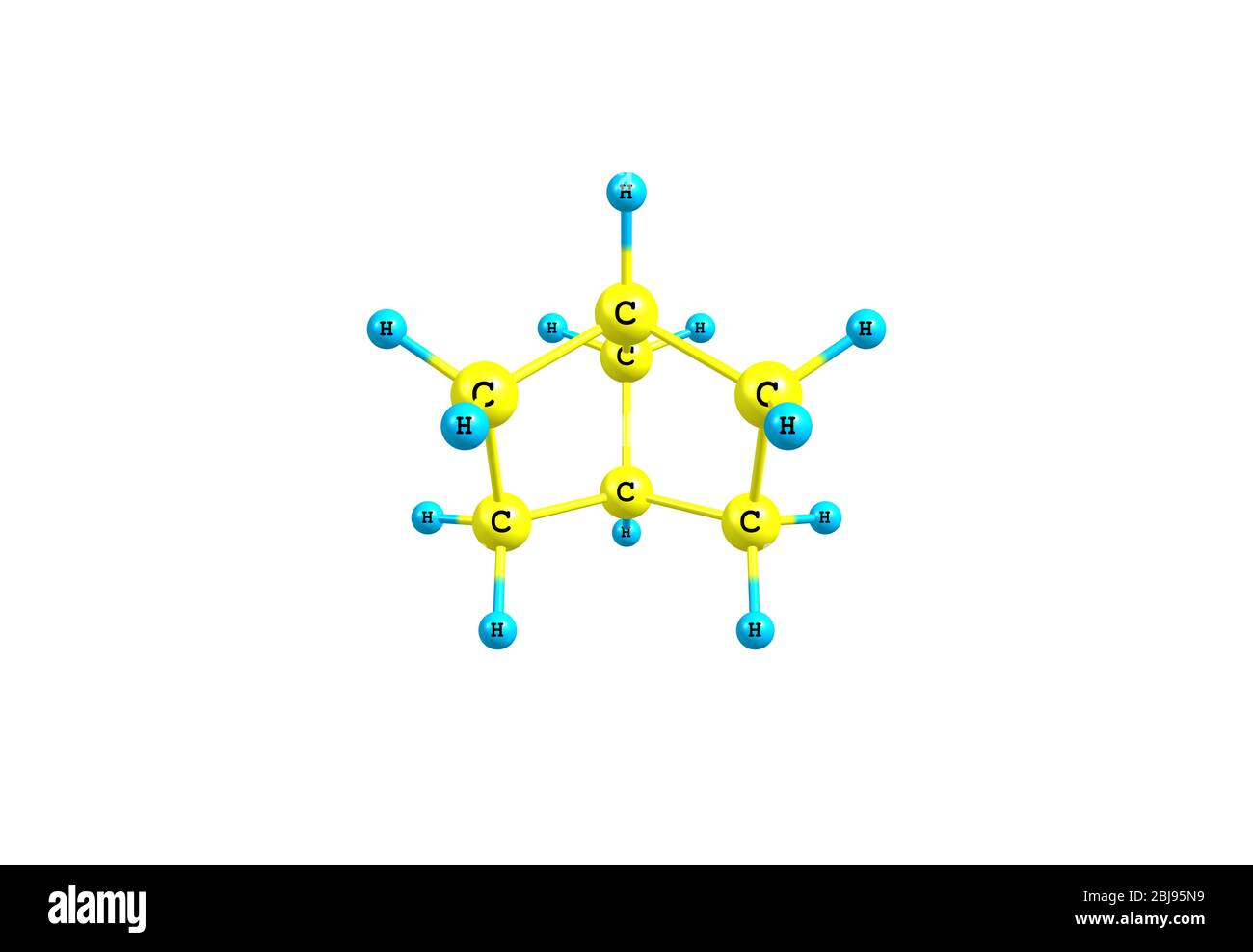 Molecola biciclica con due anelli fusi Foto Stock