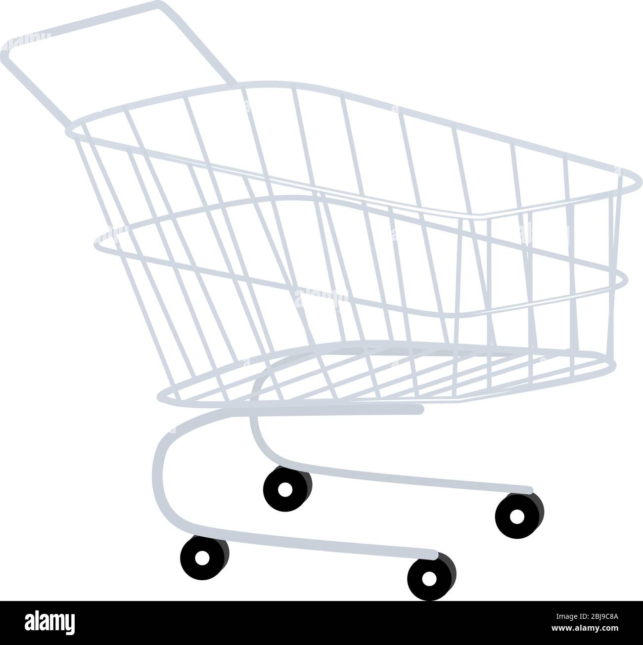 Carrello supermercato isolato su bianco. Illustrazione di magazzino vettoriale Illustrazione Vettoriale