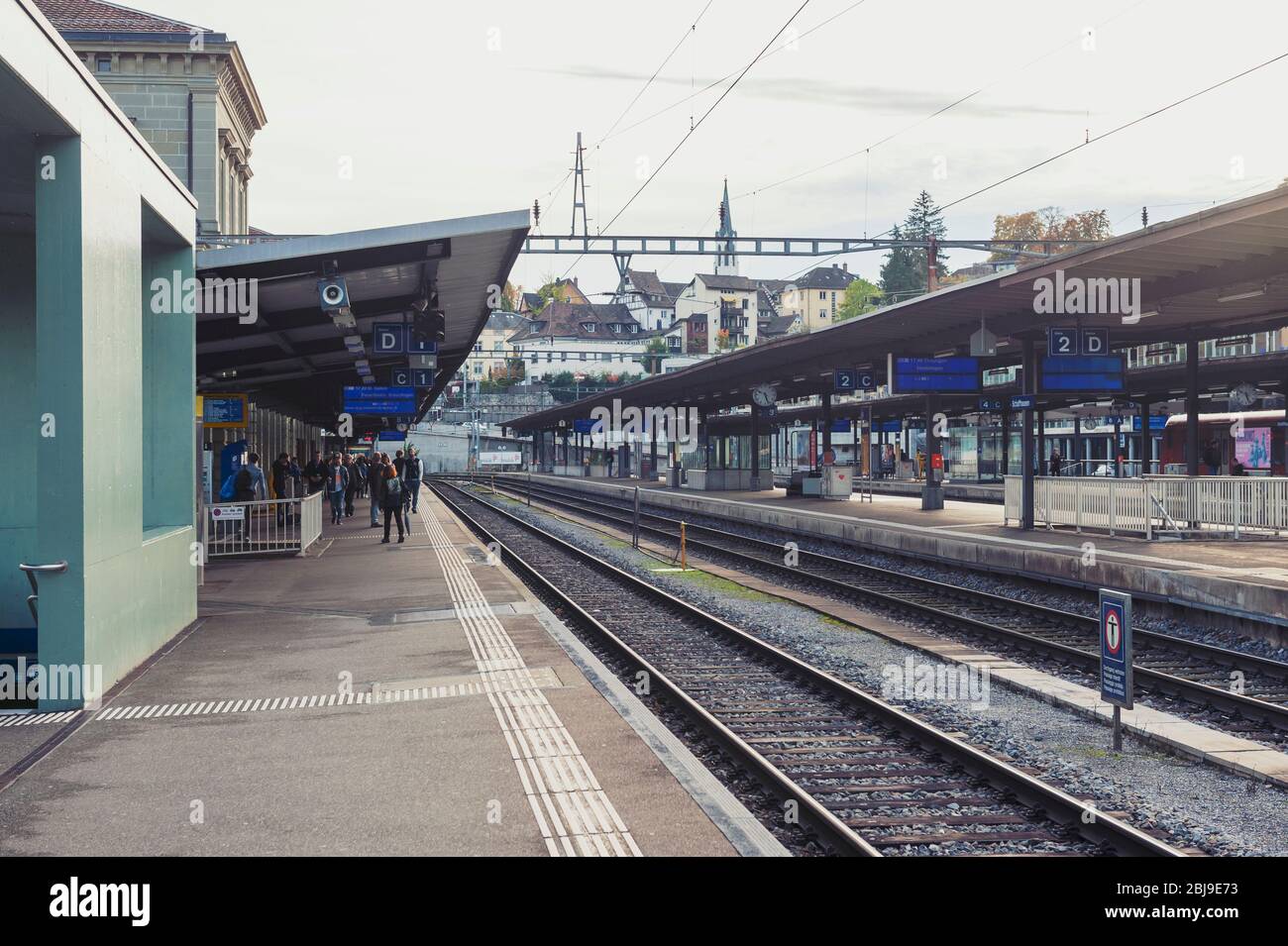 Stazione ferroviaria di Schaffhausen a Schaffhausen, Svizzera, di proprietà delle Ferrovie federali svizzere (FFS CFF FFS) e della Deutsche Bahn (DB) Foto Stock