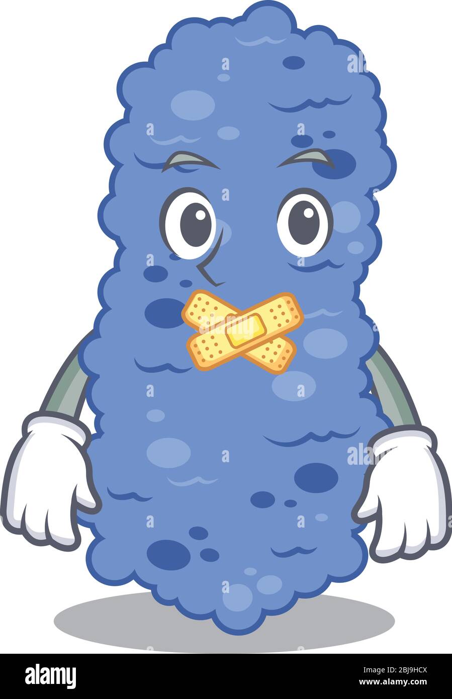 Burkholderia batteri Cartoon stile personaggio con misterioso gesto silenzioso Illustrazione Vettoriale