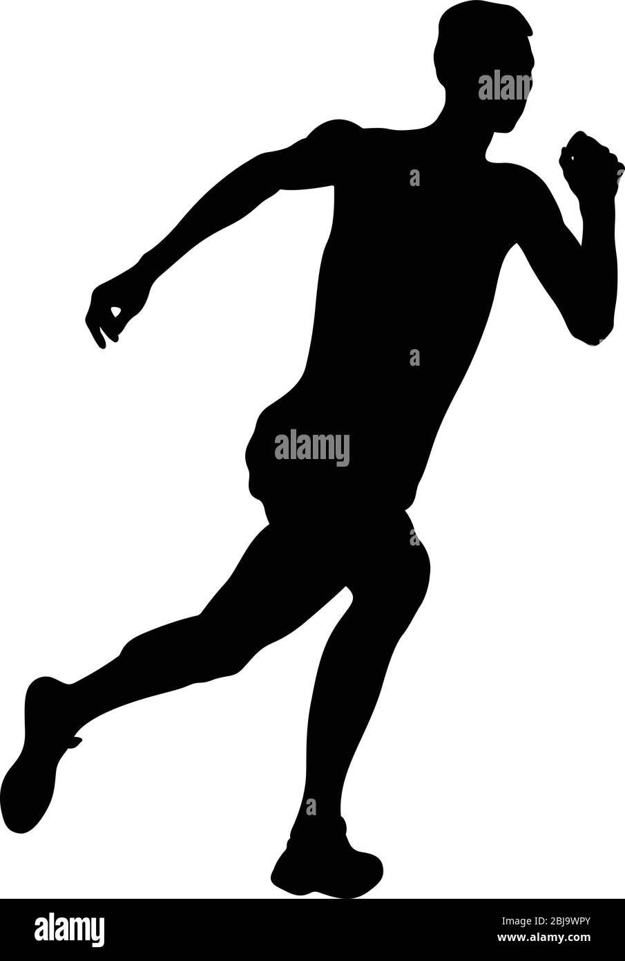 atleta maschile run up high jump silhouette nera Illustrazione Vettoriale