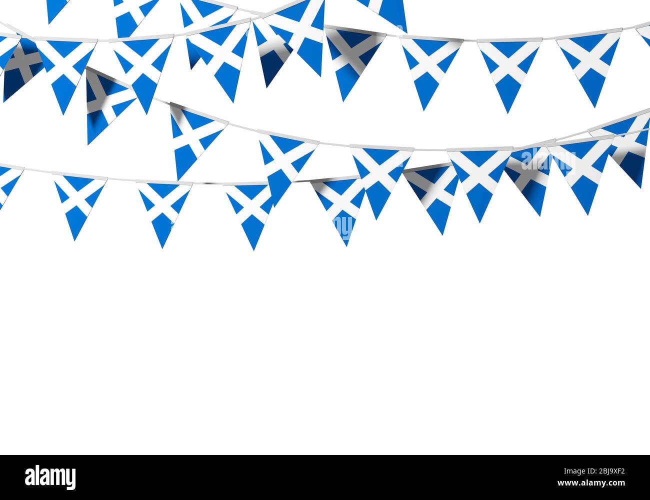 Scozia bandiera conigliatura festiva su uno sfondo chiaro. Rendering 3D Foto Stock