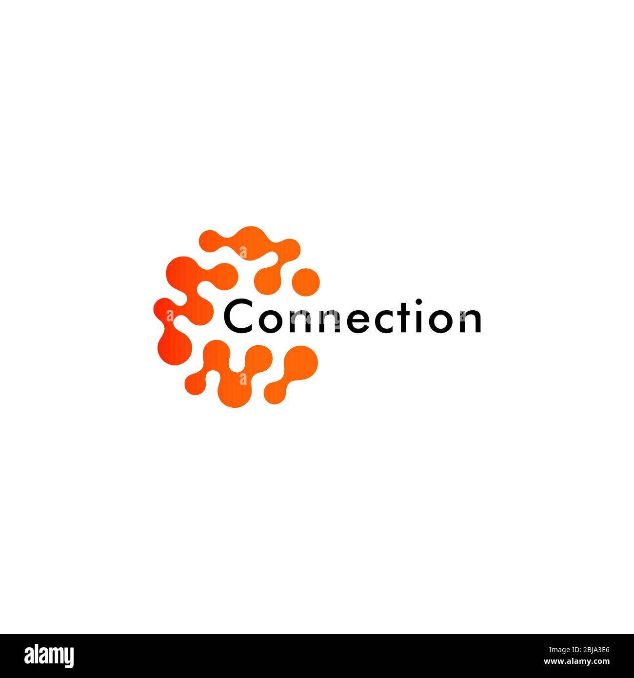 Concetto di logo rotondo, logotipo creativo dei punti collegati per la tecnologia, la ricerca scientifica e altre startup digitali, logotipo astratto di forma olistica Illustrazione Vettoriale