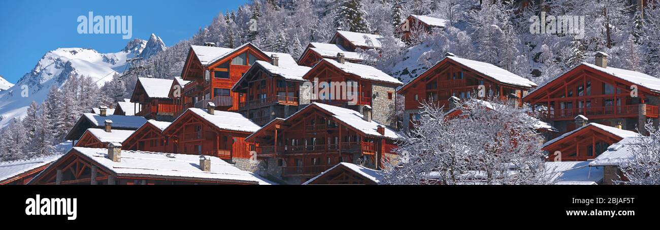 Stazione sciistica di Sainte Foy tarentaise, Francia, Savoia Foto Stock