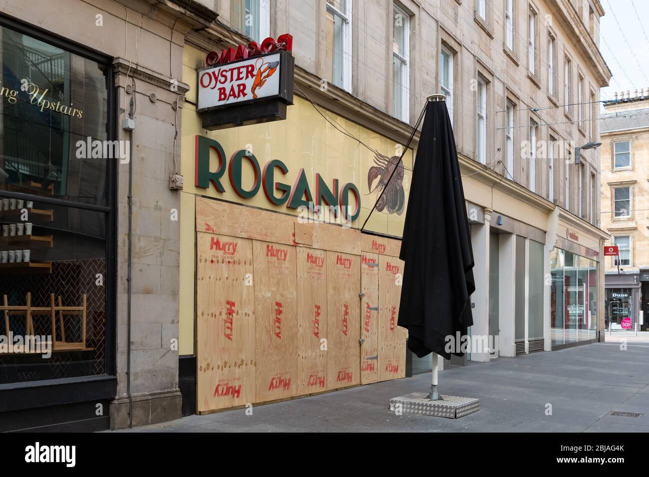 Rogano Seafood Restaurant Glasgow, salito durante il blocco dei coronavirus, Scozia, Regno Unito Foto Stock