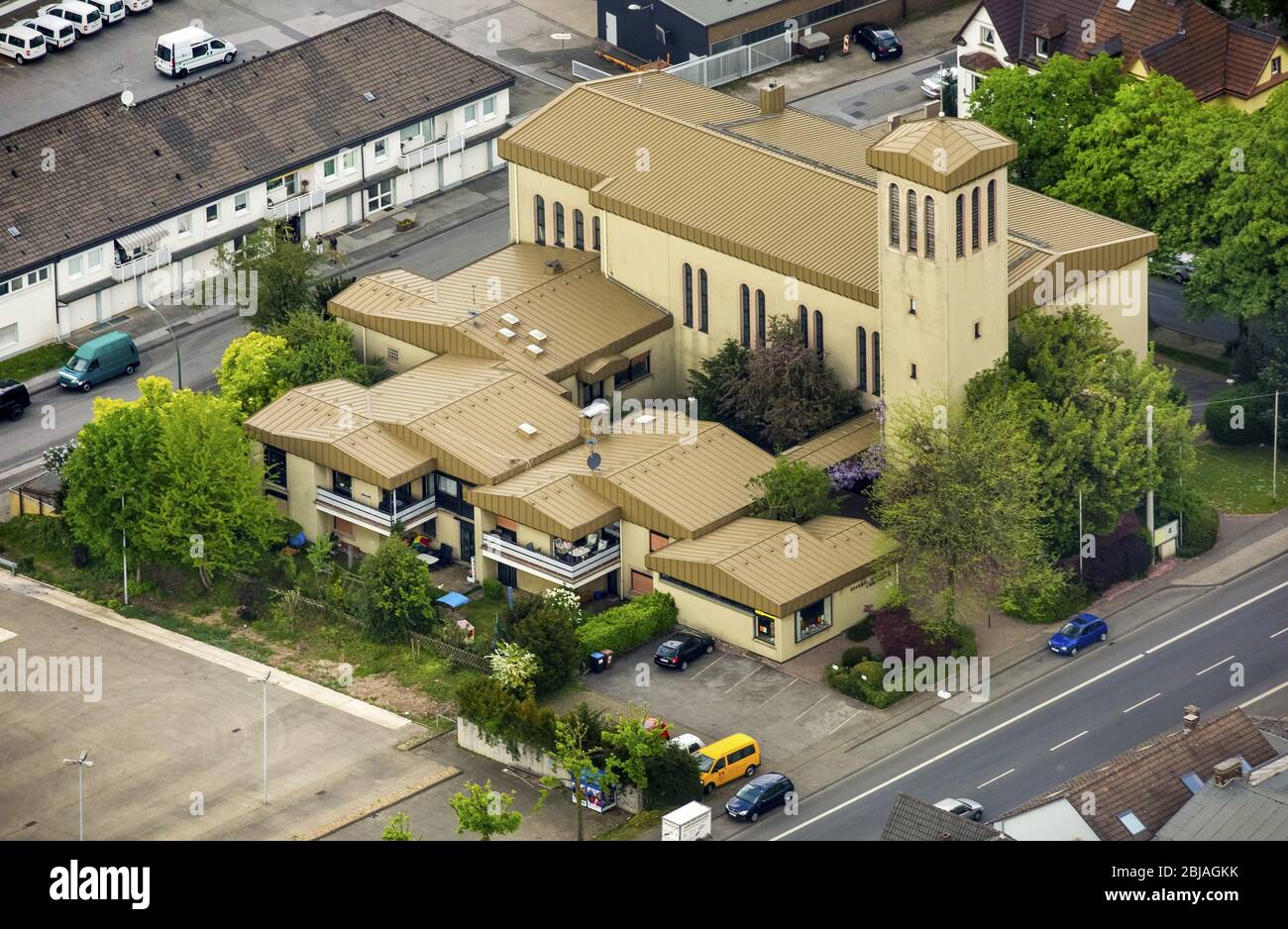 Chiesa di nostra Signora a Gevelsberg, 11.05.2016, vista aerea, Germania, Renania Settentrionale-Vestfalia, Ruhr Area, Gevelsberg Foto Stock