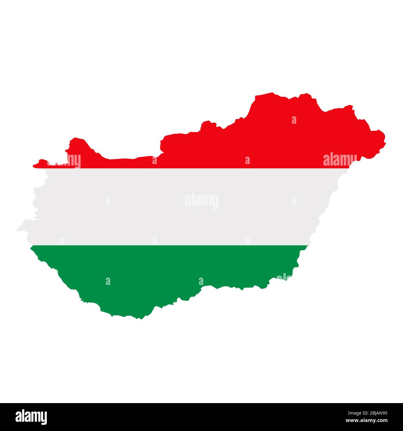 Mappa della bandiera dell'Ungheria. Profilo del paese con bandiera nazionale Foto Stock