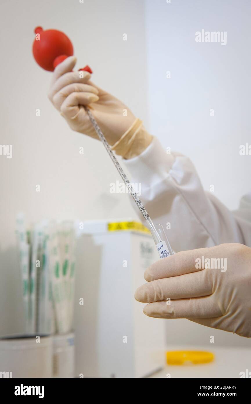 Pipetta utilizzata in un ospedale nel Regno Unito. Foto Stock