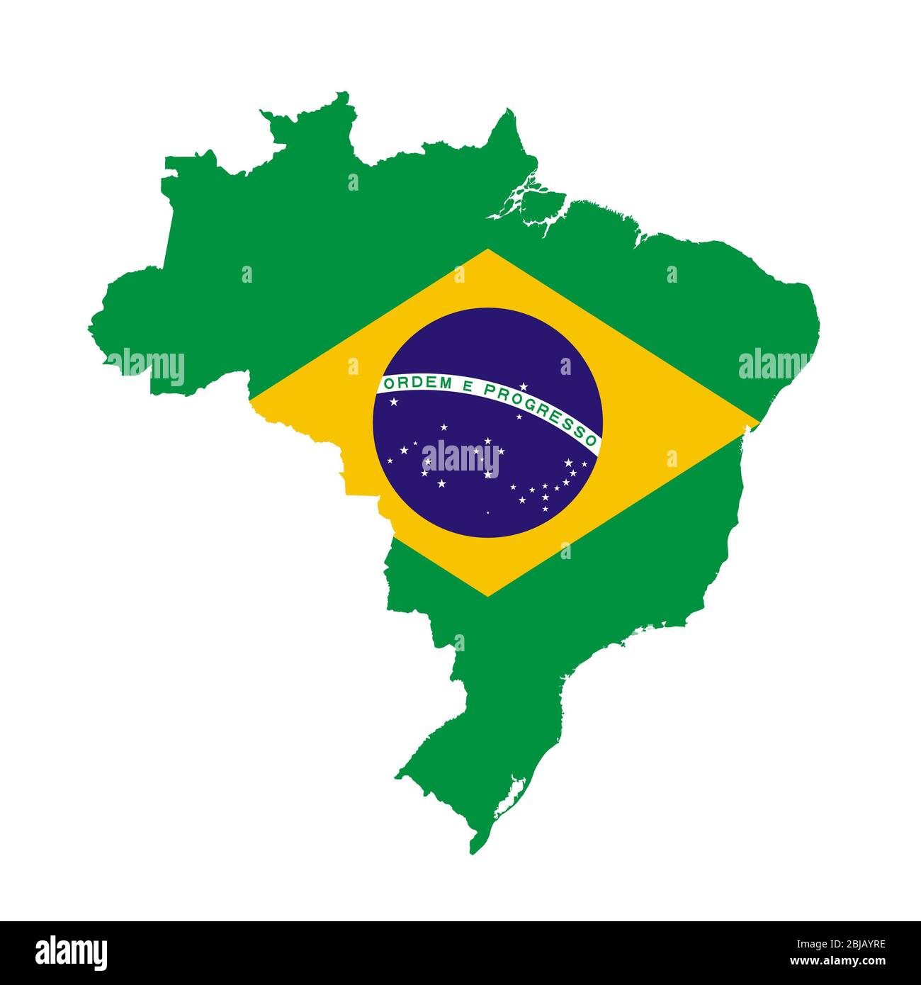 Mappa della bandiera del Brasile. Profilo del paese con bandiera
