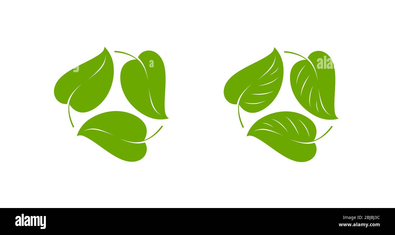 Logo delle foglie verdi. Natura, simbolo dell'ambiente, illustrazione vettoriale Illustrazione Vettoriale