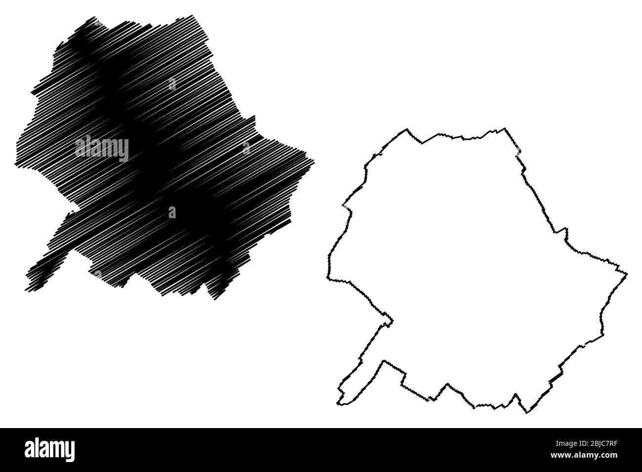 Città di Roubaix (Repubblica francese, Francia) illustrazione del vettore di mappa, abbozzare schizzo Città di Roubaix mappa Illustrazione Vettoriale