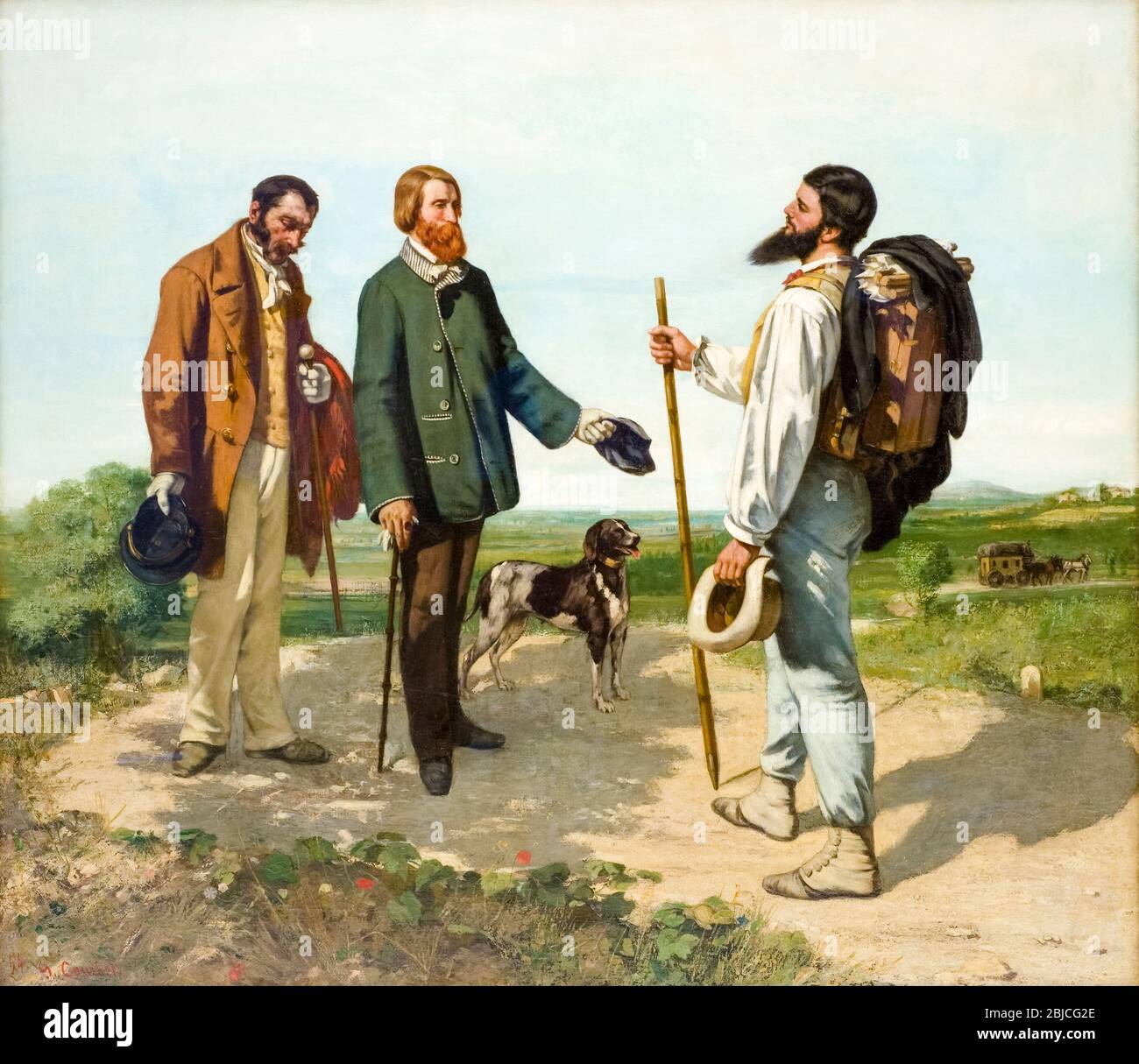 L'incontro o 'Bonjour, Monsieur Courbet', dipinto di Gustave Courbet, 1854 Foto Stock L'incontro o 'Bonjour, Monsieur Courbet', dipinto di Gustave Courbet, 1854 Foto Stock