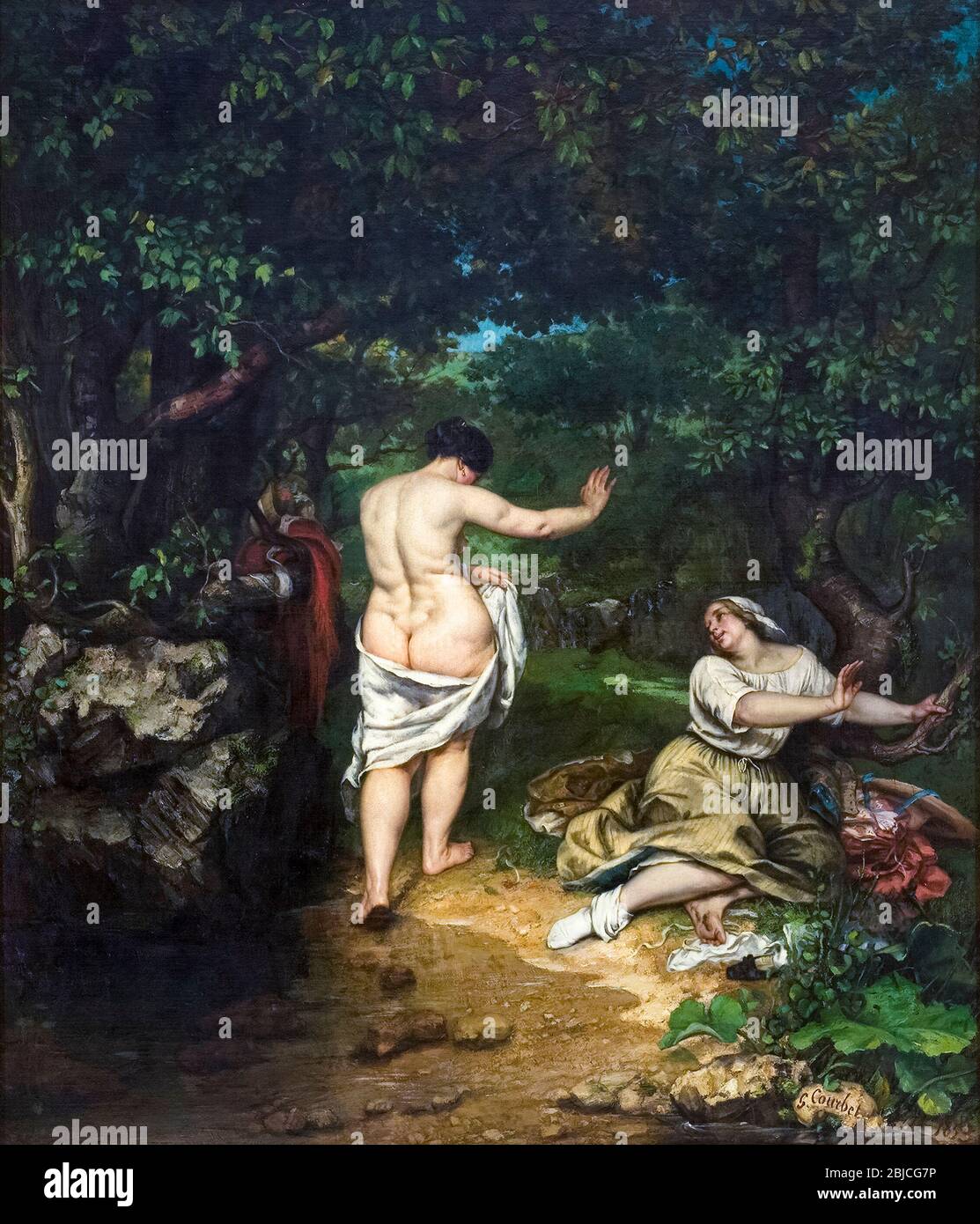 Gustave Courbet, pittura, i bagnanti, (Les Baigneuses), circa 1853 Foto Stock
