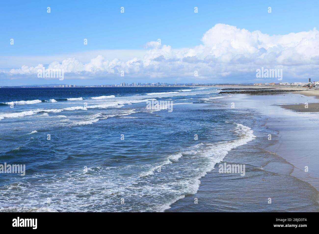 Vista di San Diego vista da Imperial Beach, California Foto Stock