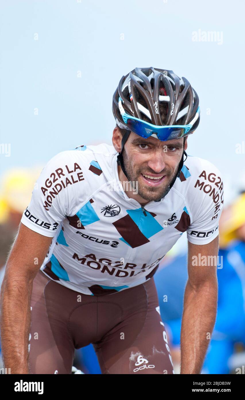 14.07.2013 Mont Ventoux, Francia. Christophe Riblon sugli ultimi 500 metri di tappa 15 del Tour De France Givors al Mont Ventoux. Foto Stock