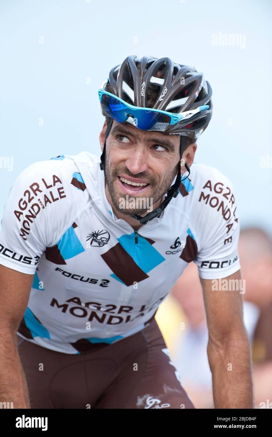 14.07.2013 Mont Ventoux, Francia. Christophe Riblon sugli ultimi 500 metri di tappa 15 del Tour De France Givors al Mont Ventoux. Foto Stock