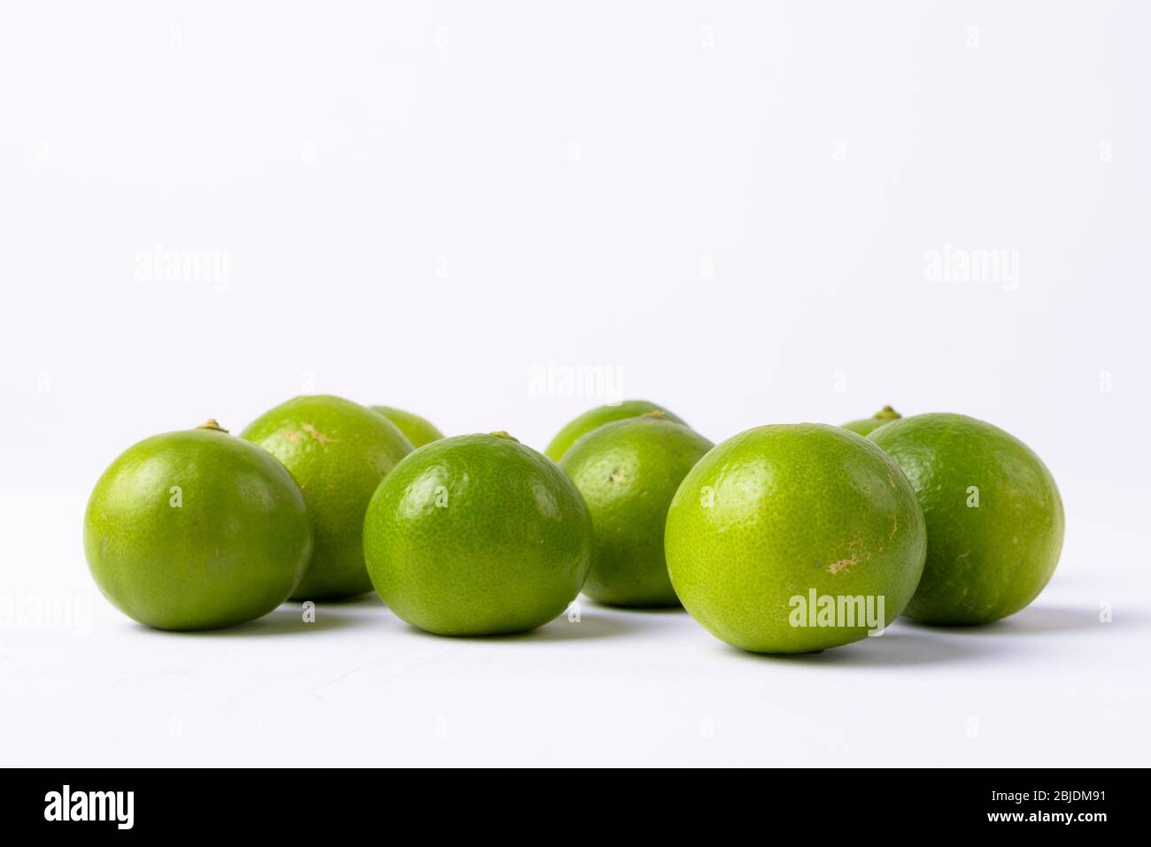 Ritratto di Limes verdi freschi contro sfondo bianco Foto Stock