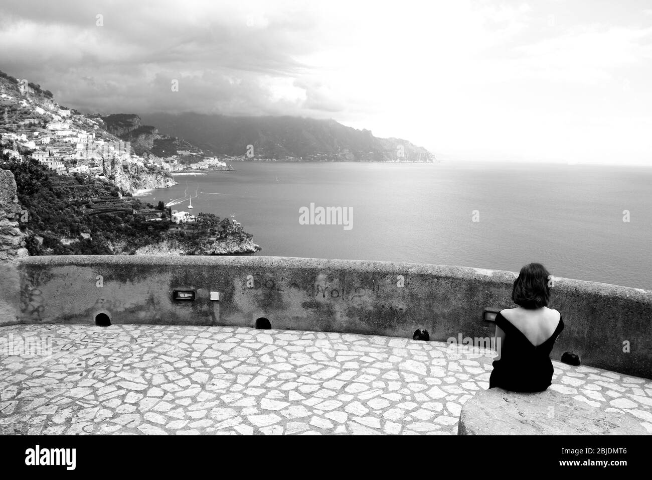 vista panoramica sulla costiera amalfitana Foto Stock