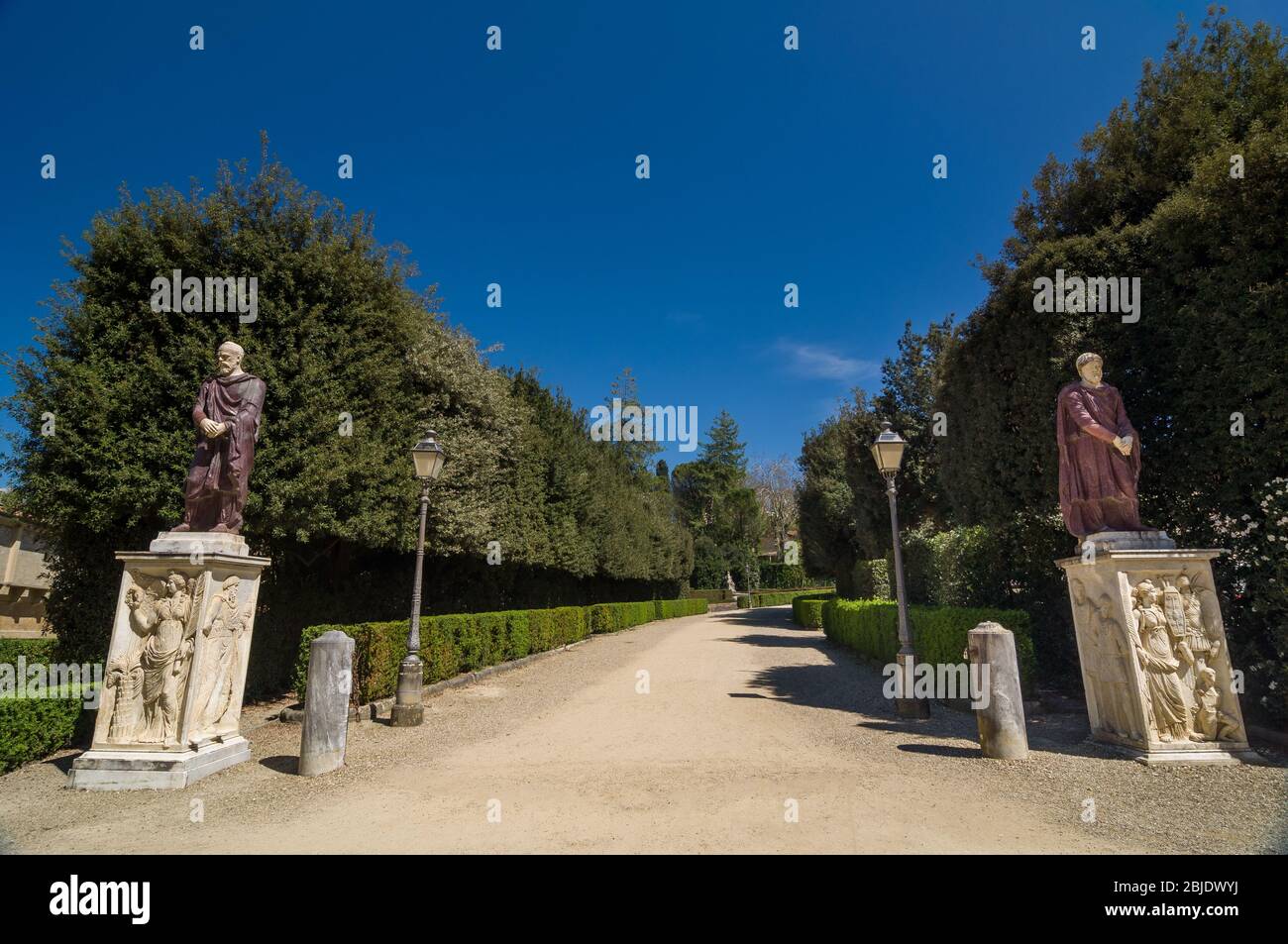 Due antiche sculture nei giardini di Boboli, sono una delle più famose opere di arte paesaggistica del XVI secolo. Firenze, Toscana, Italia. Foto Stock