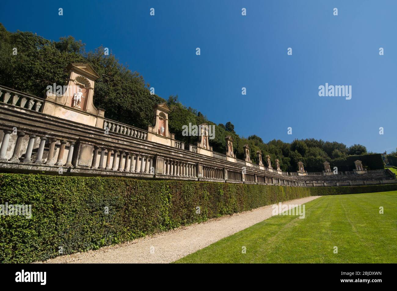 Antico anfiteatro nei Giardini di Boboli, patrimonio dell'umanità dell'UNESCO, Firenze, Italia. Foto Stock