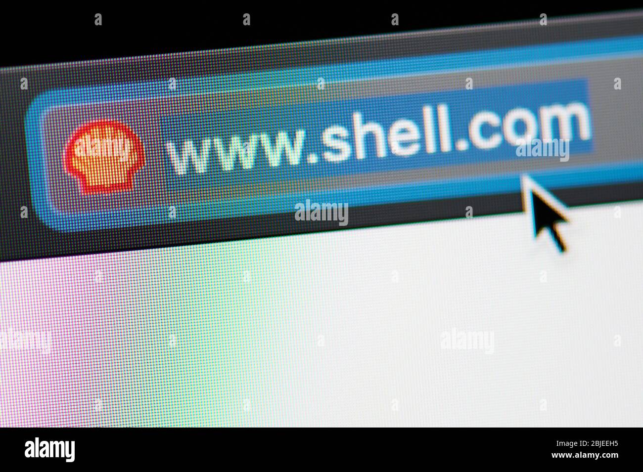 New-York , Stati Uniti - 29 aprile 2020:Royal Dutch Shell url link adress website close up view on laptop screen Foto Stock