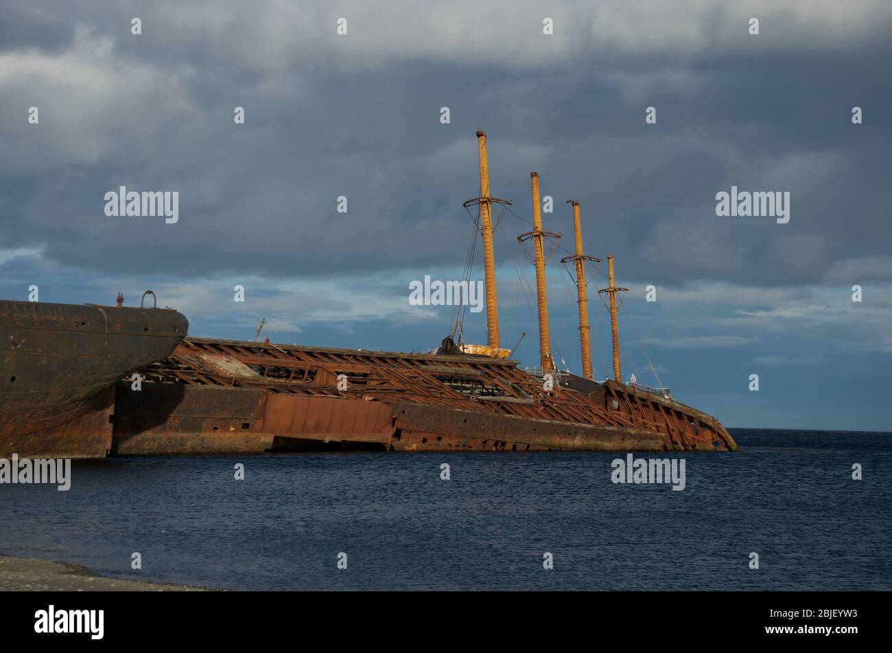 Questo naufragio lungo il costo di Punta Arena ci ricorda quanto siano pericolosi questi mari Foto Stock