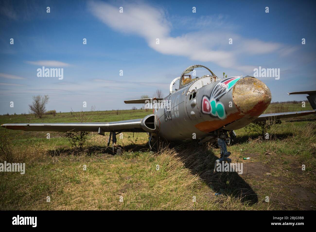 Cimitero di aerei militari in Ucraina orientale Foto Stock