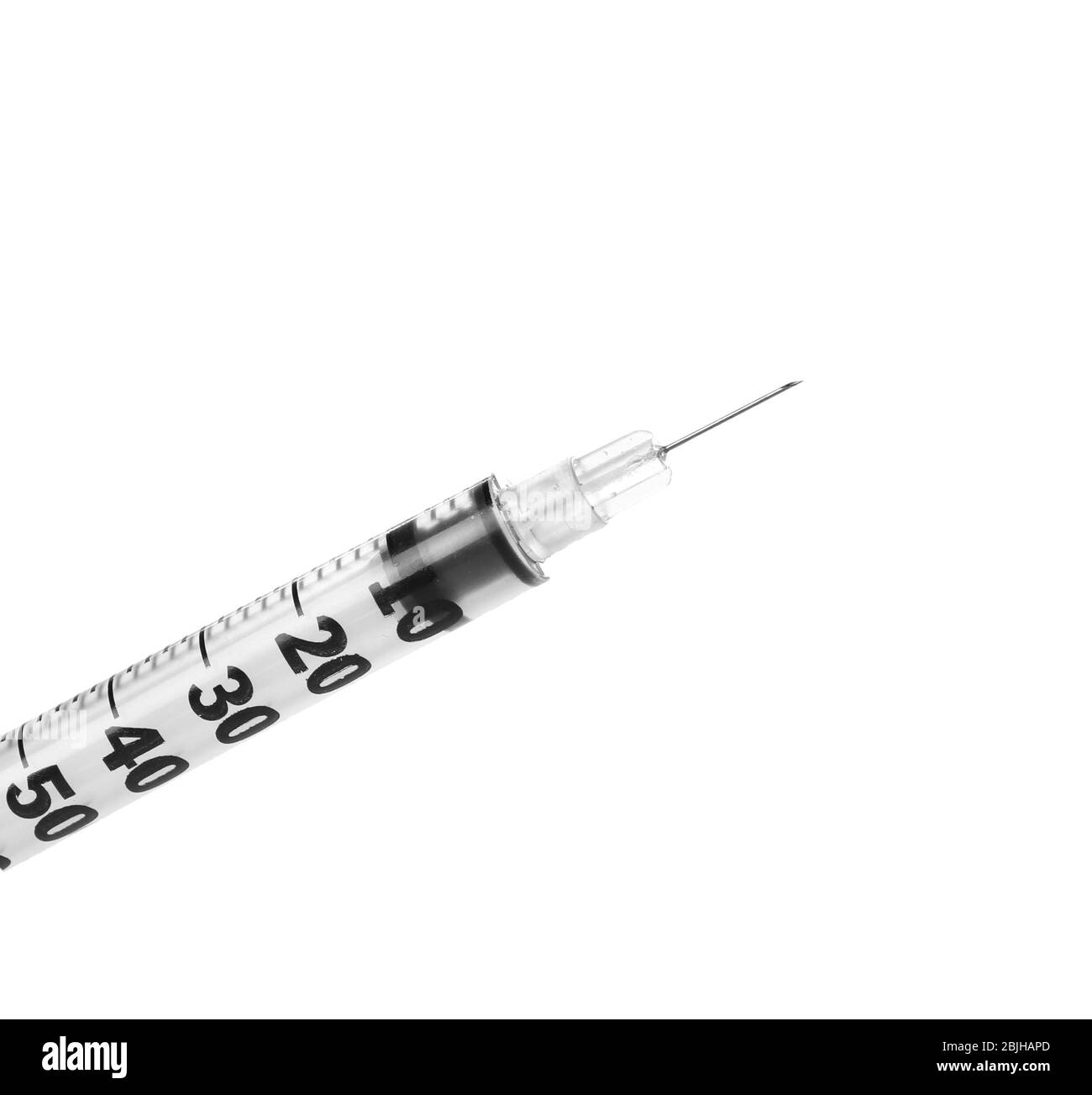 Siringa medica su sfondo bianco Foto Stock