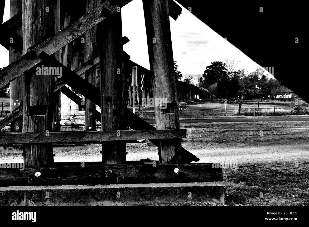 viadotto bianco e nero Foto Stock