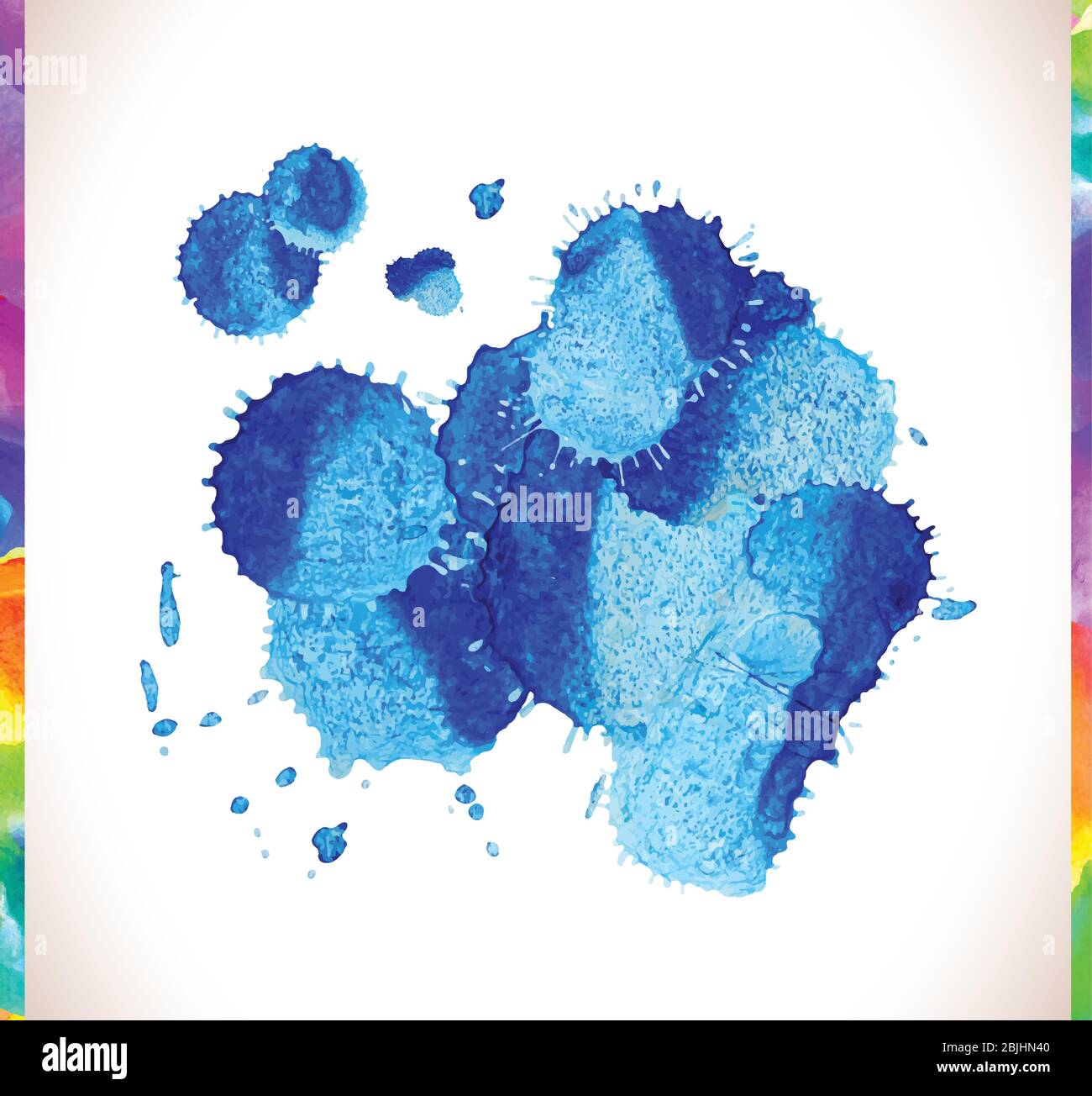 Set di macchie Vector blu verniciate ad acqua. Sfondo vettoriale con texture di colore blu Illustrazione Vettoriale