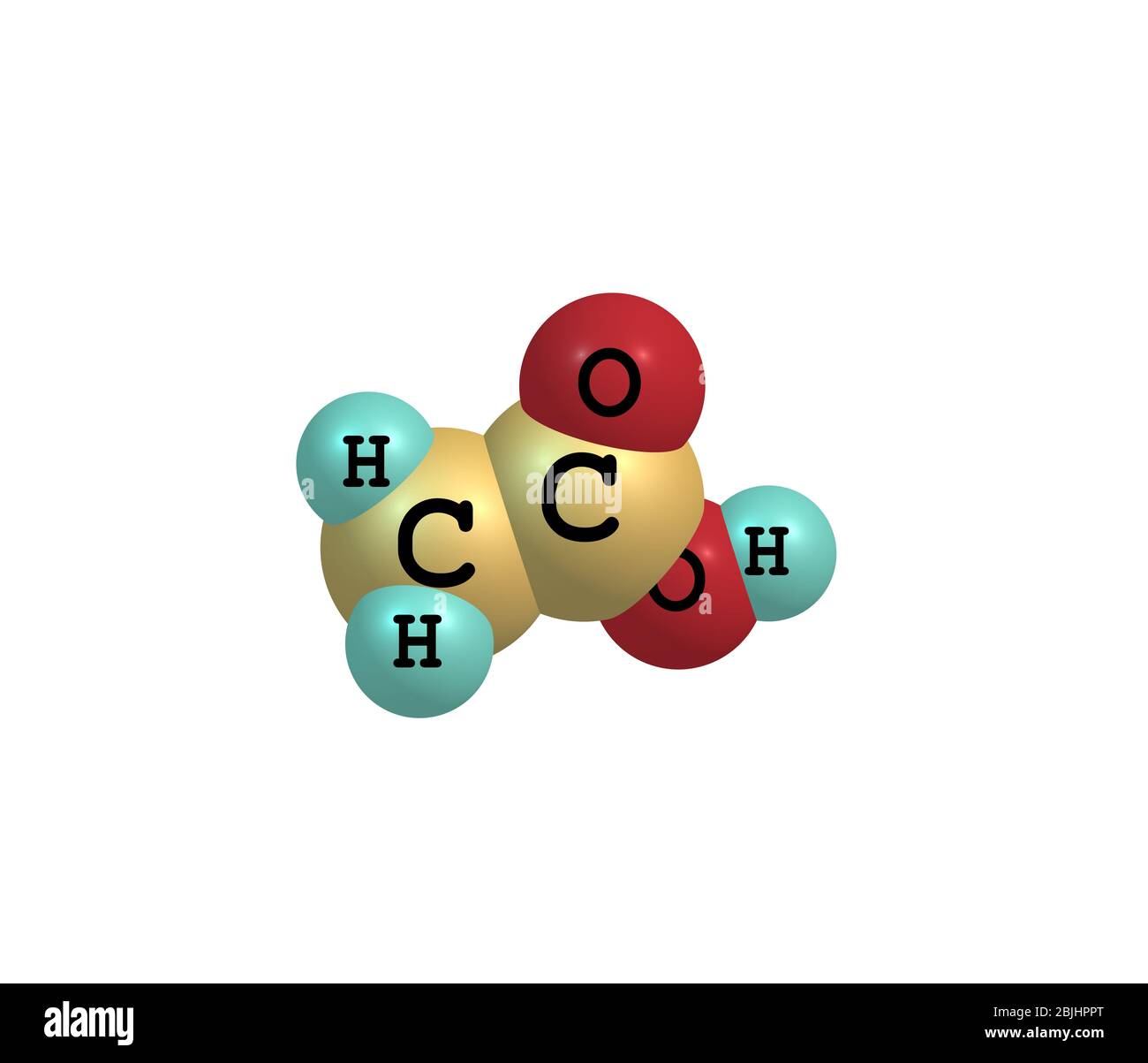 L'acido acetico (acido etanoico) è un composto organico di formula chimica CH3COOH. È un liquido incolore che, quando non diluito, viene anche chiamato gla Foto Stock