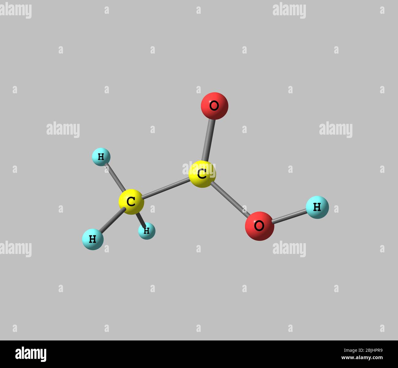 L'acido acetico (acido etanoico) è un composto organico di formula chimica CH3COOH. È un liquido incolore che, quando non diluito, viene anche chiamato gla Foto Stock