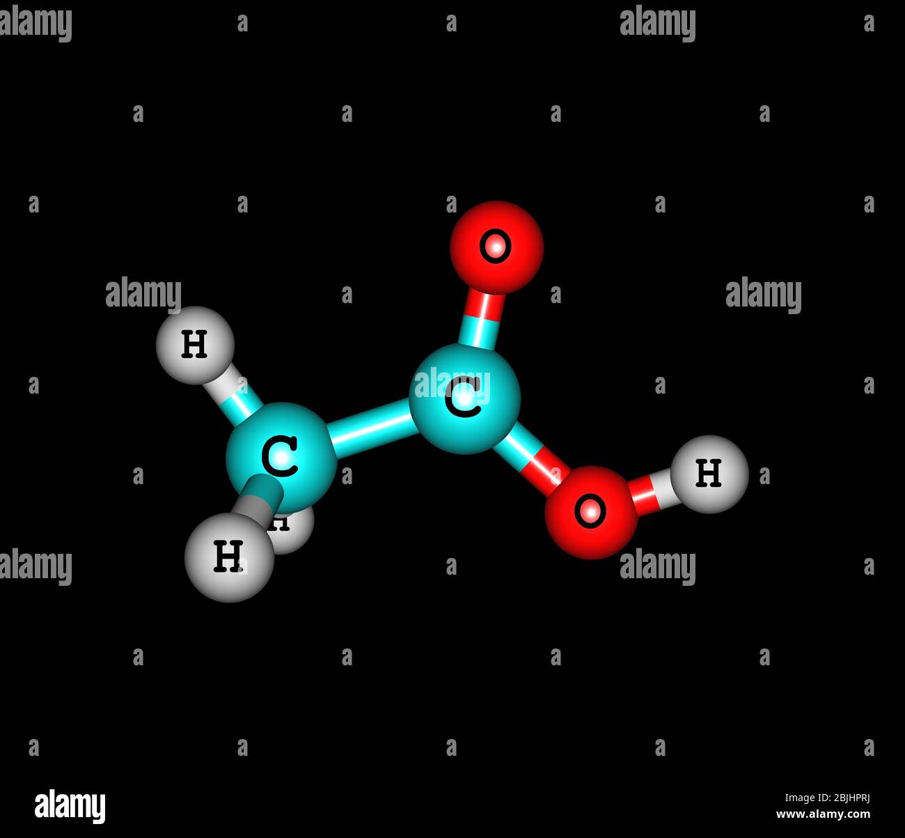 L'acido acetico (acido etanoico) è un composto organico di formula chimica CH3COOH. È un liquido incolore che, quando non diluito, viene anche chiamato gla Foto Stock