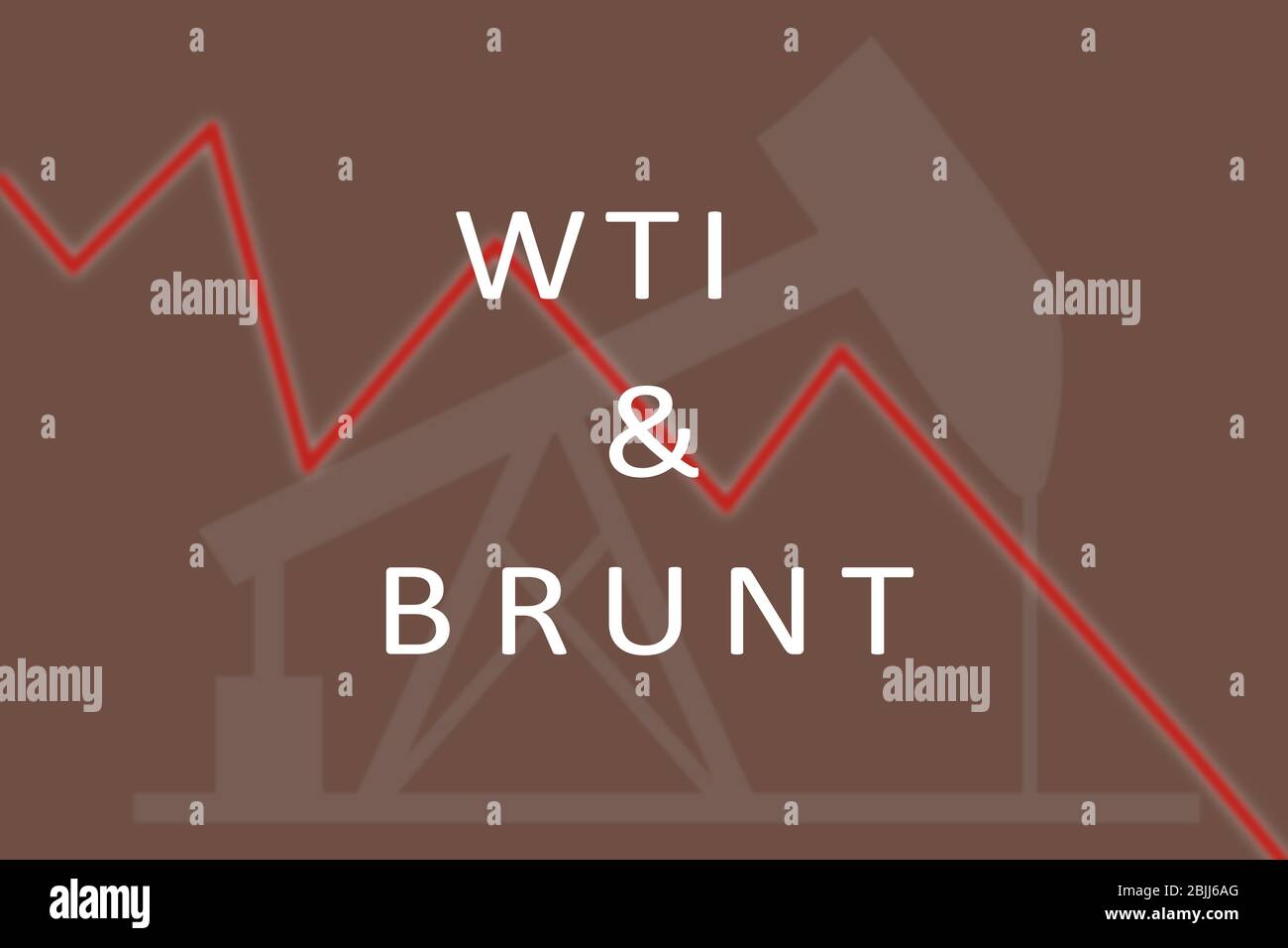 Il concetto di WTI e il prezzo del greggio brunt che scende o crash down grafico. Foto Stock
